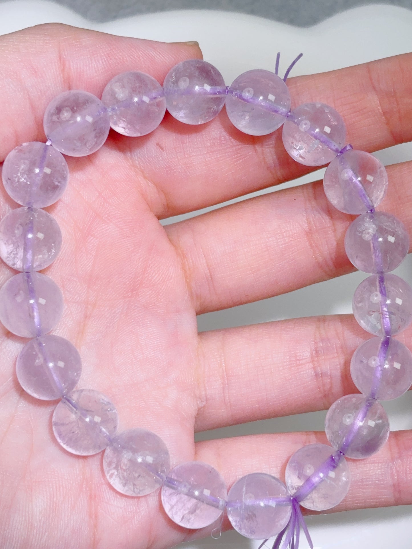 天然石手串シリーズ-ビーズ-10.6 mmラベンダー紫水晶