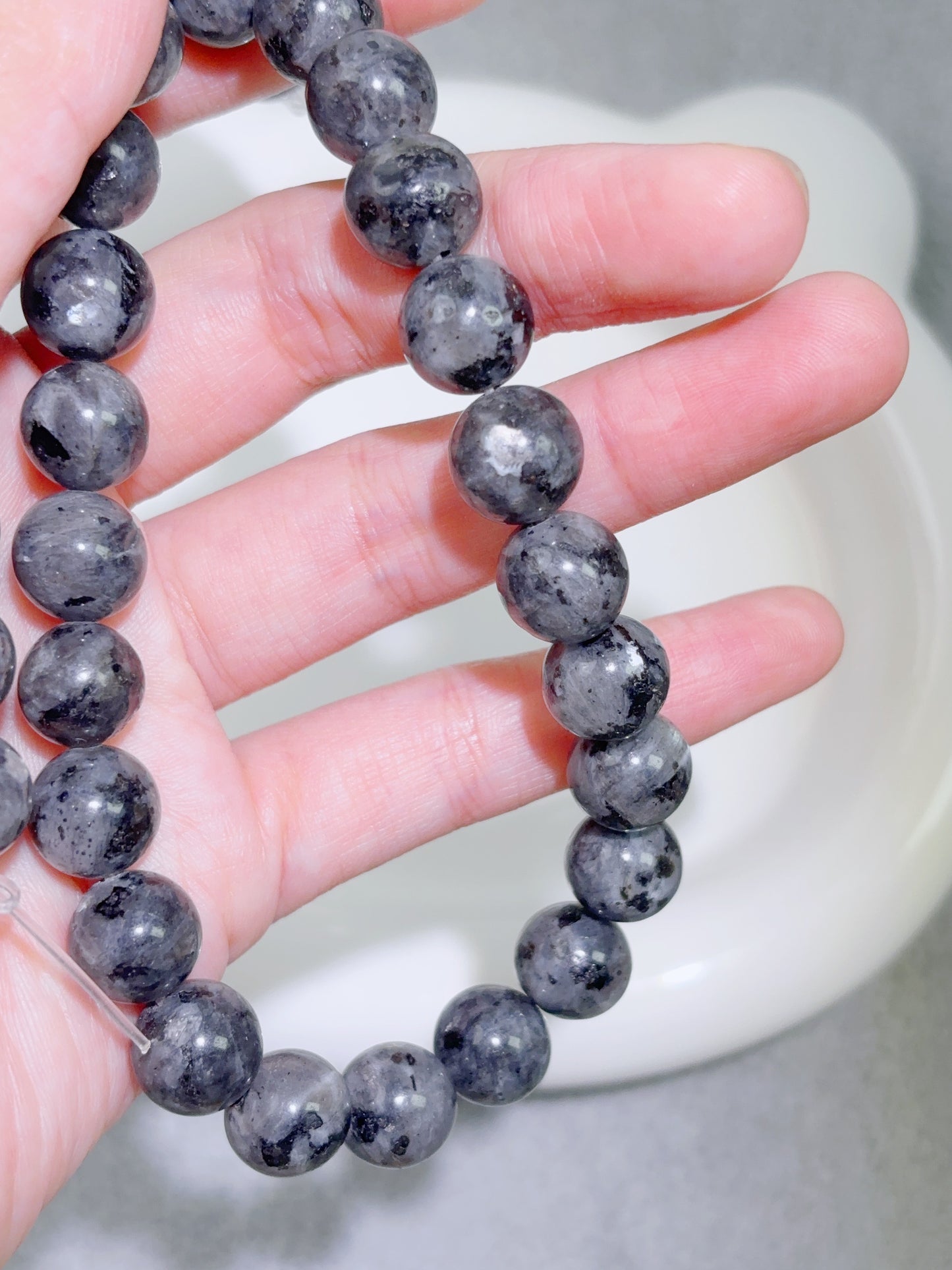 天然石連材-ビーズ-10 mm閃光石