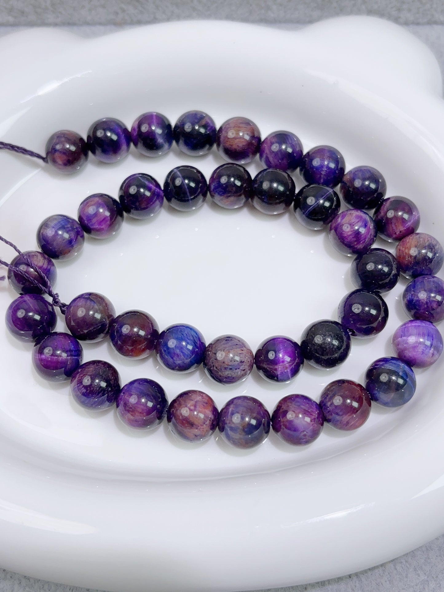 天然石連材--ビーズ--10 mmタイガーアイイエロー/紅茶色/サファイア色/パープル/紅茶色/パープル星空色/ブルーゴールド/インクブルー