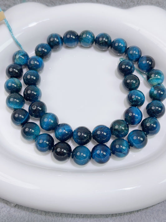 天然石連材--ビーズ--10 mmタイガーアイイエロー/紅茶色/サファイア色/パープル/紅茶色/パープル星空色/ブルーゴールド/インクブルー