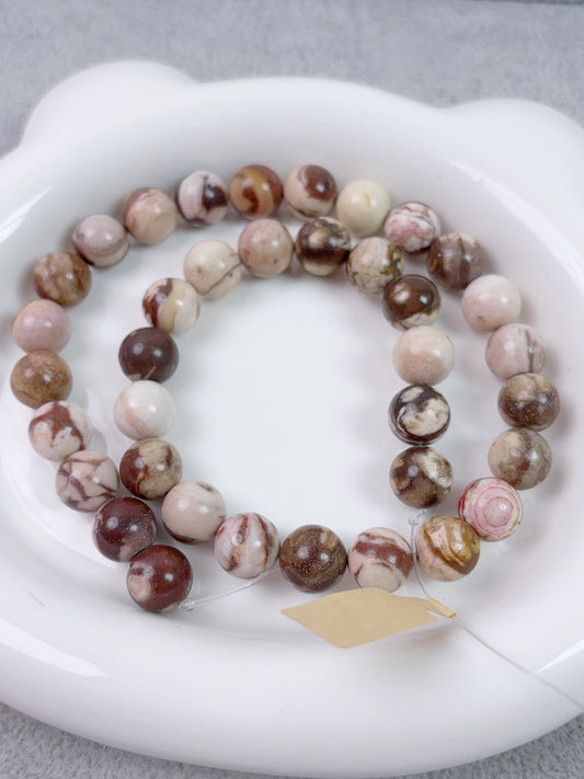 天然石連材--ビーズ--10 mmオーストラリアシマウマ