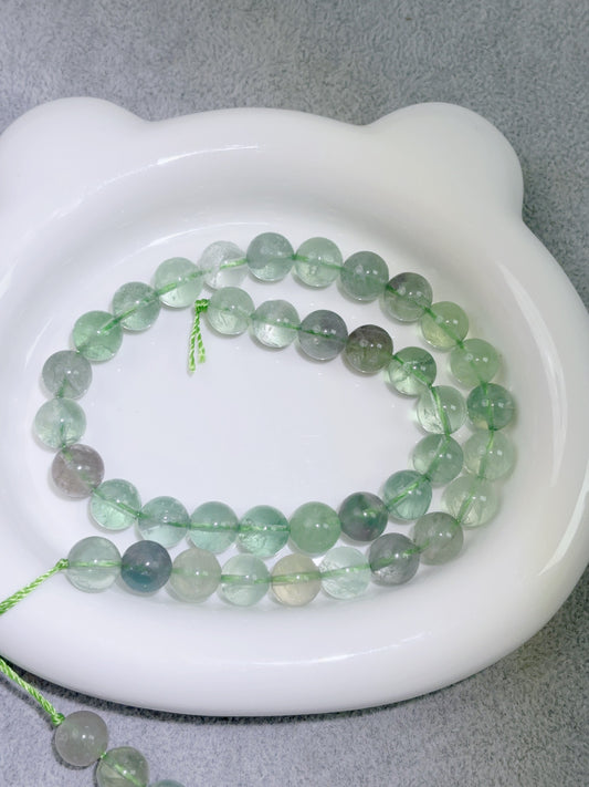 天然石連材-ビーズ-10 mmグリーンフローライト