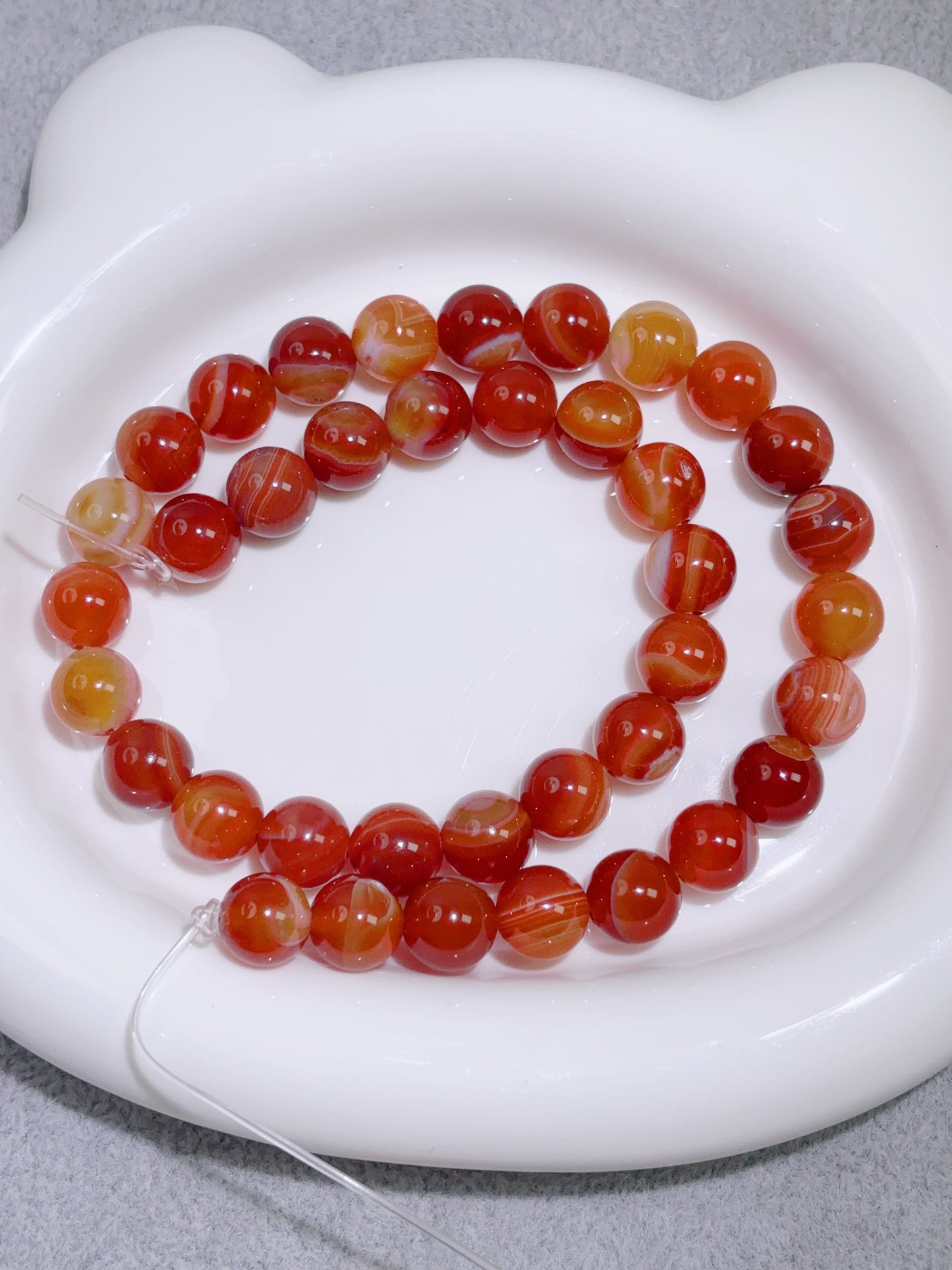 天然石連材-ビーズ-10 mm赤メノウ