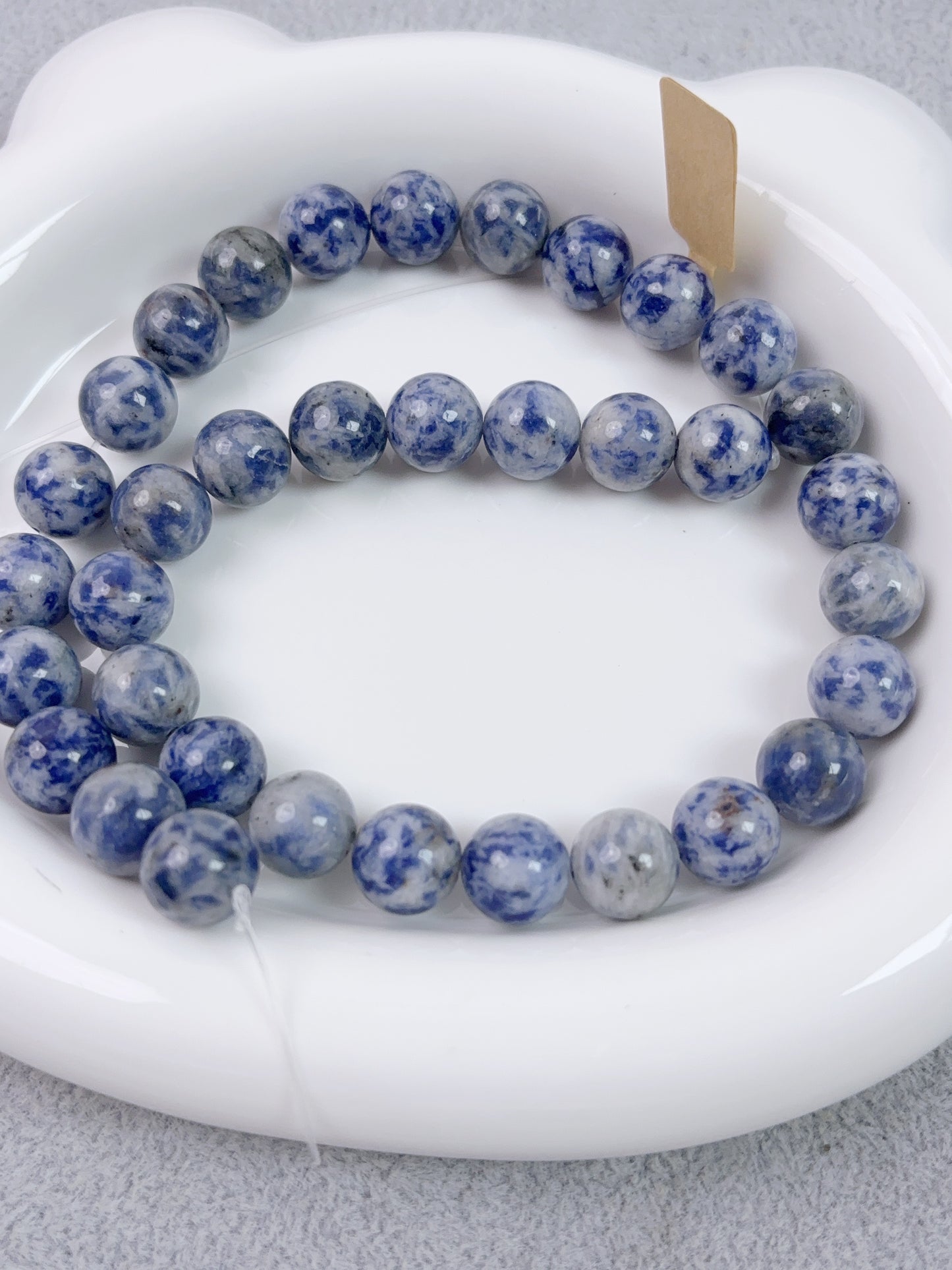 天然石連材--円珠--10 mm青点石