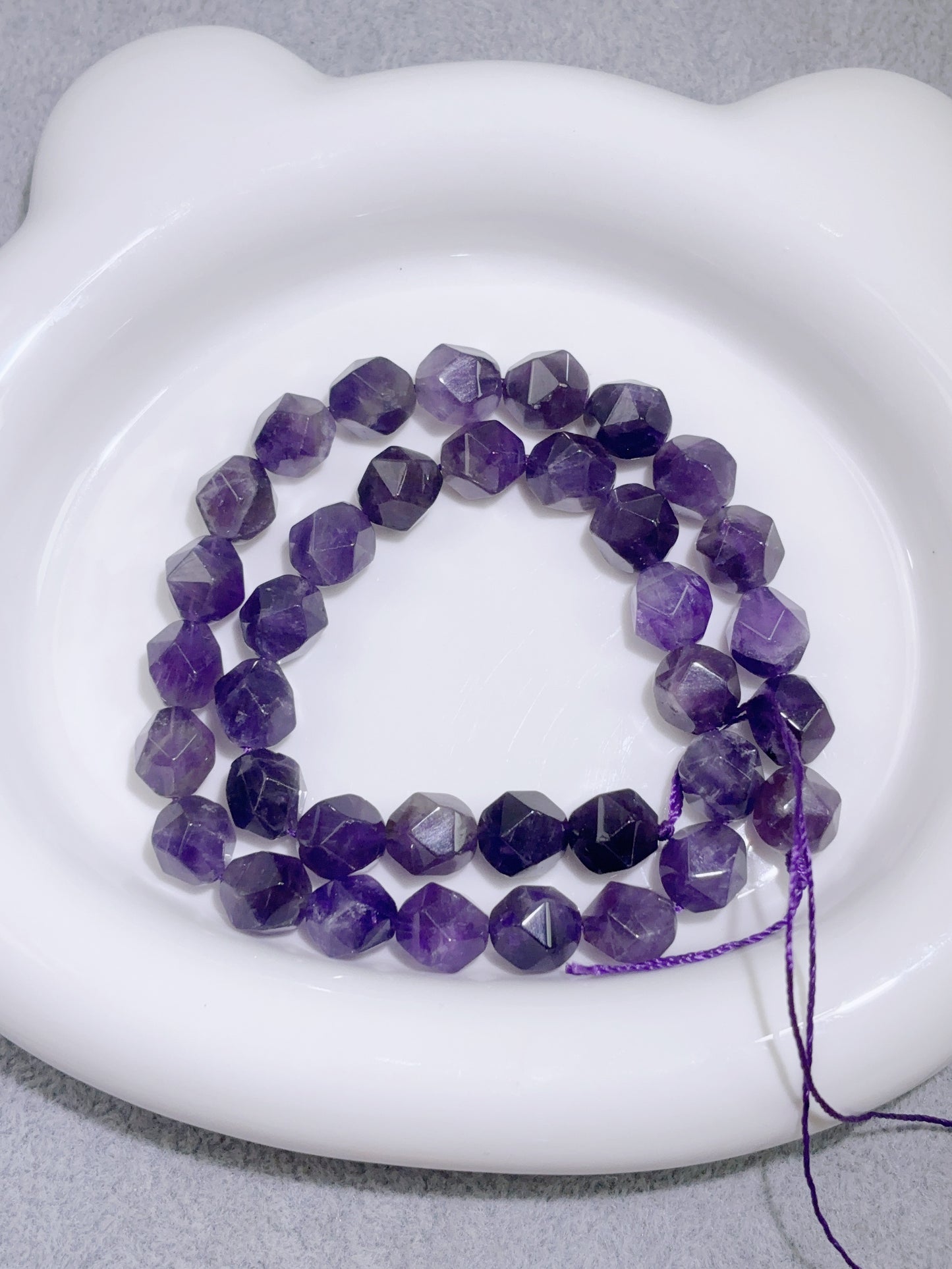 天然石連材-多面ビーズ-8 x 10 mm紫水晶