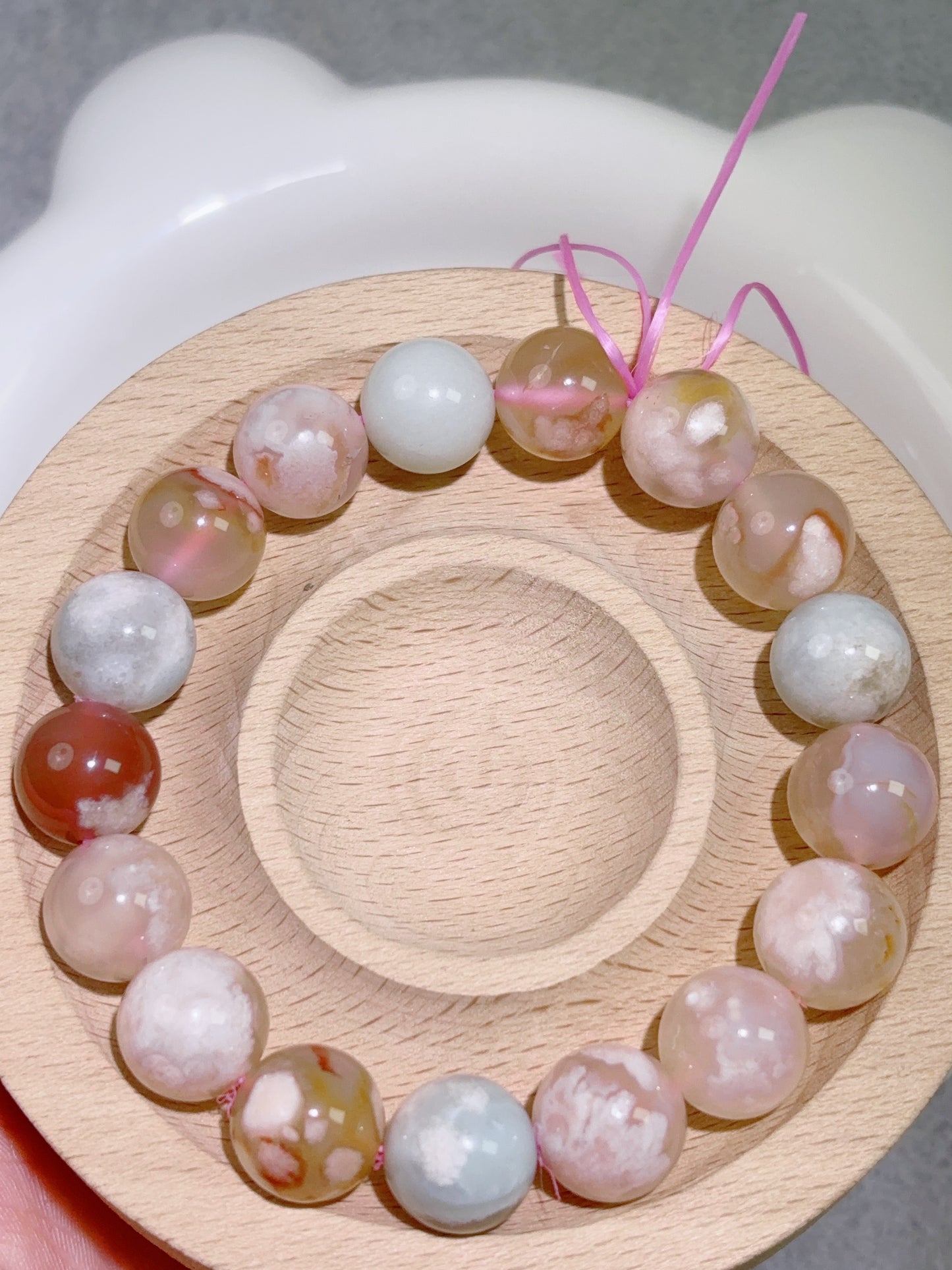 天然石手串シリーズ-ビーズ-11.8 mm桜瑪瑙2号