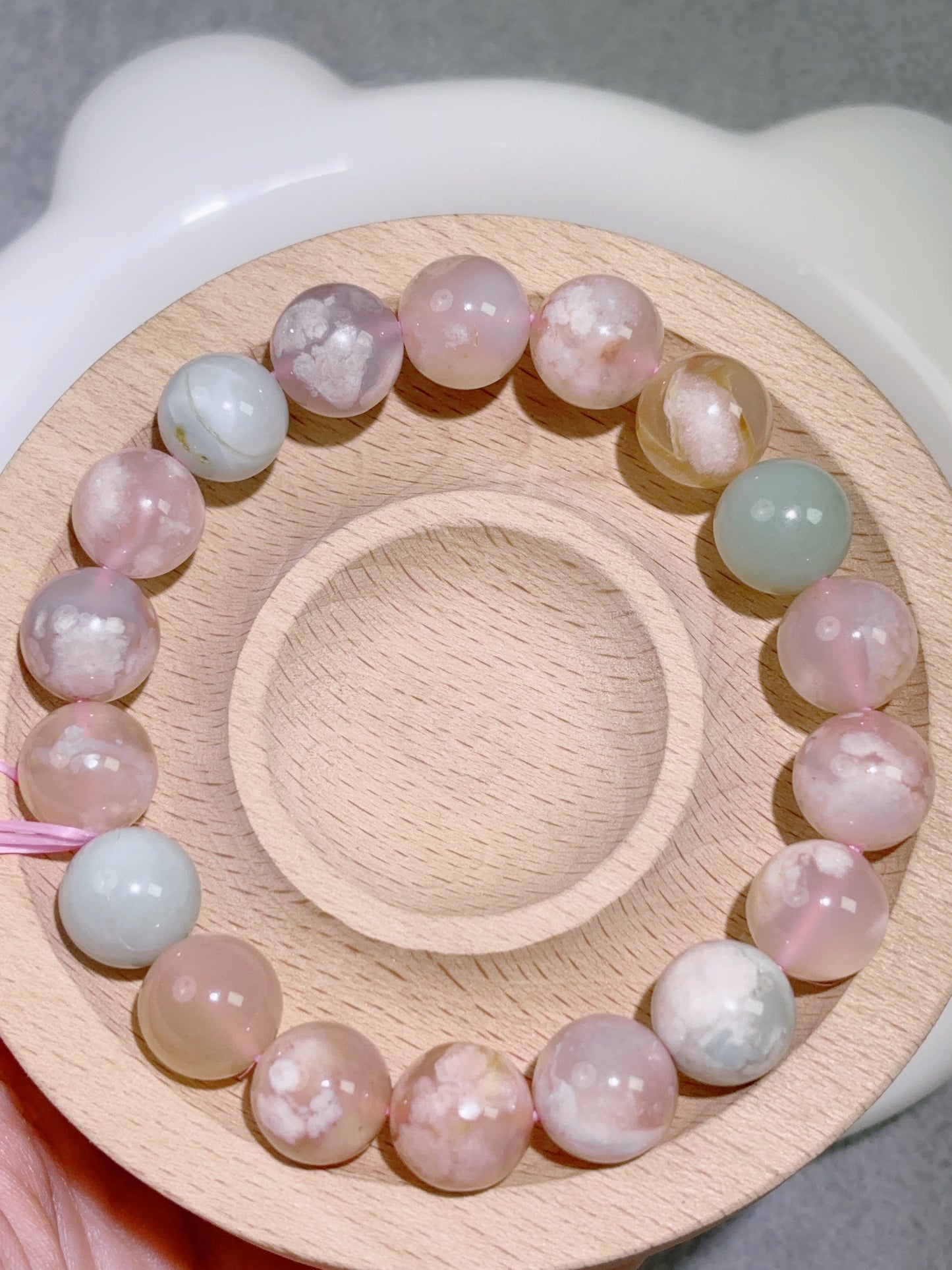 天然石手串シリーズ-ビーズ-11.8 mm4号桜瑪瑙