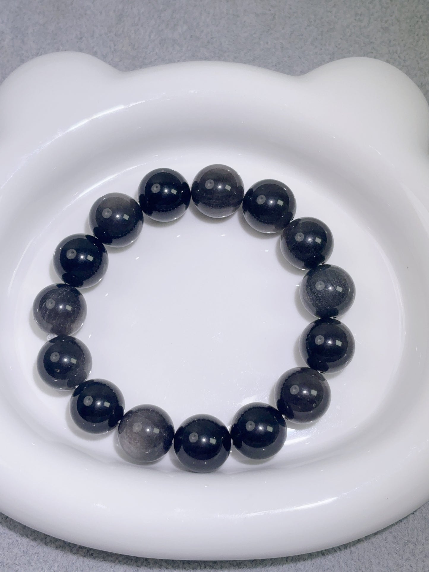 天然石手串シリーズ-円珠-14 mm銀曜石