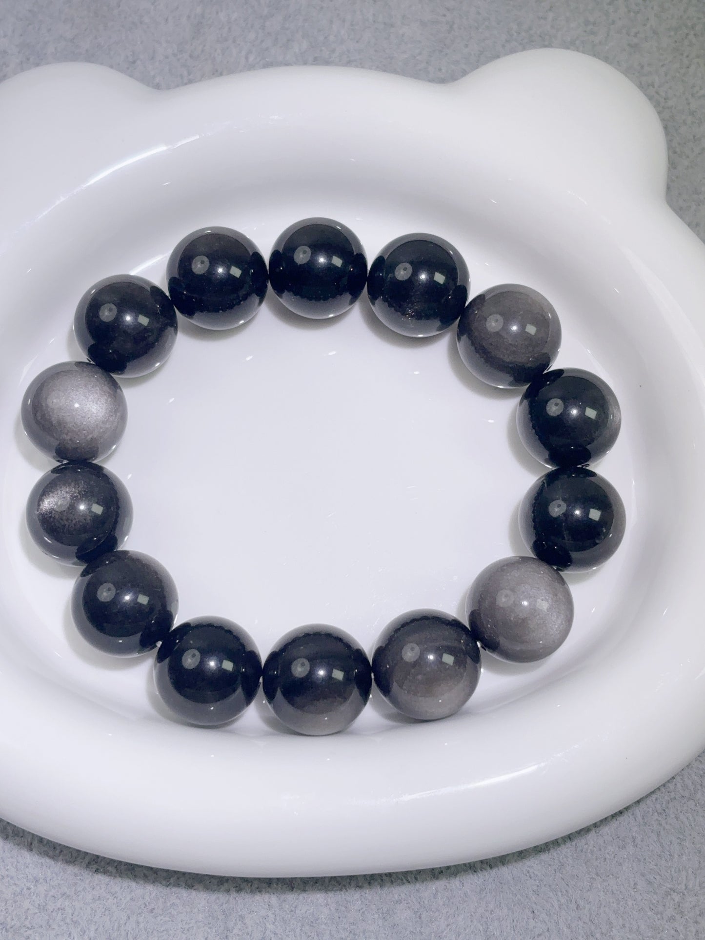 天然石手串シリーズ-円珠-16 mm銀曜石