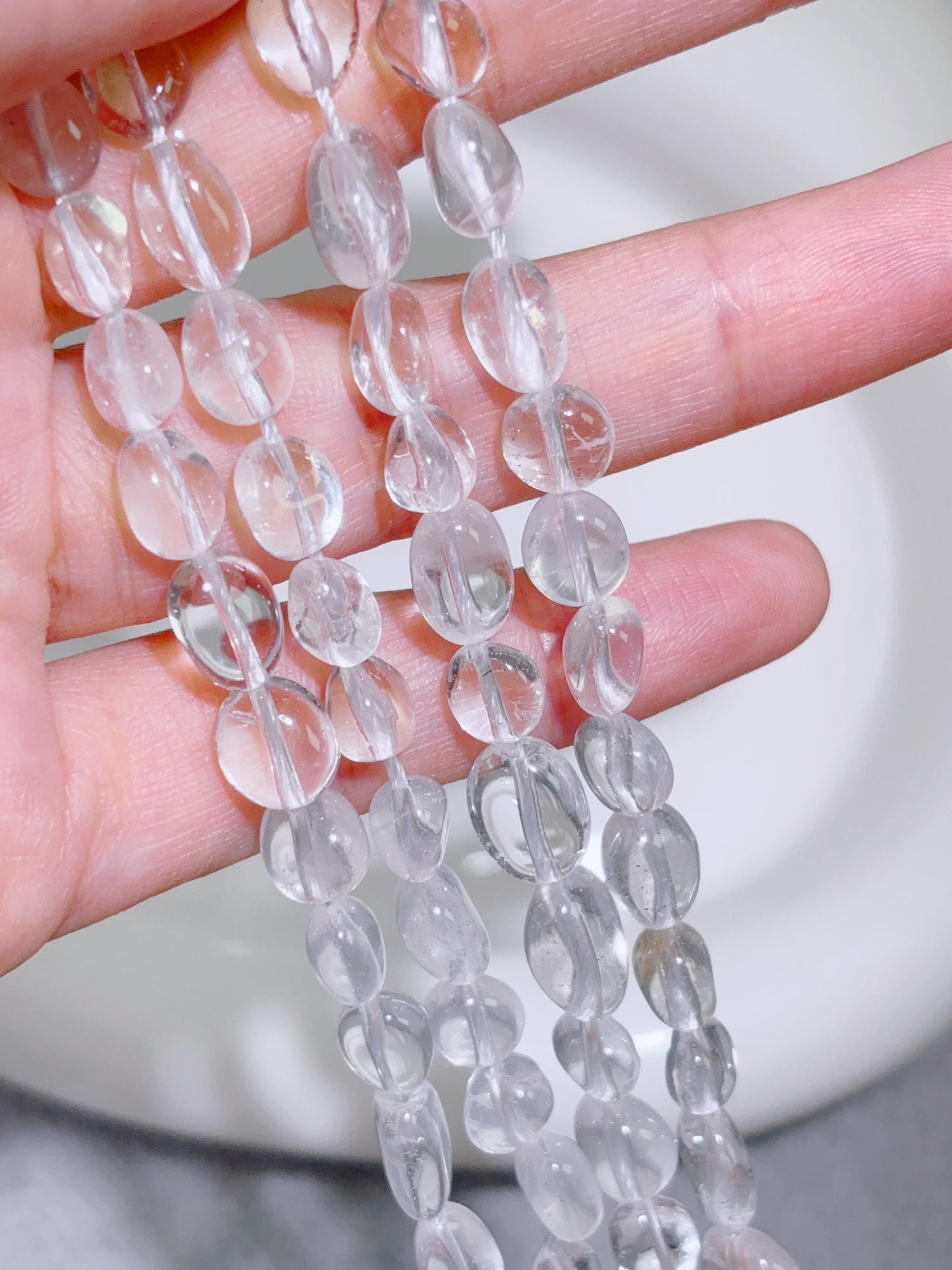 天然石連材-糖豆-7-9 mmクリアクォーツ