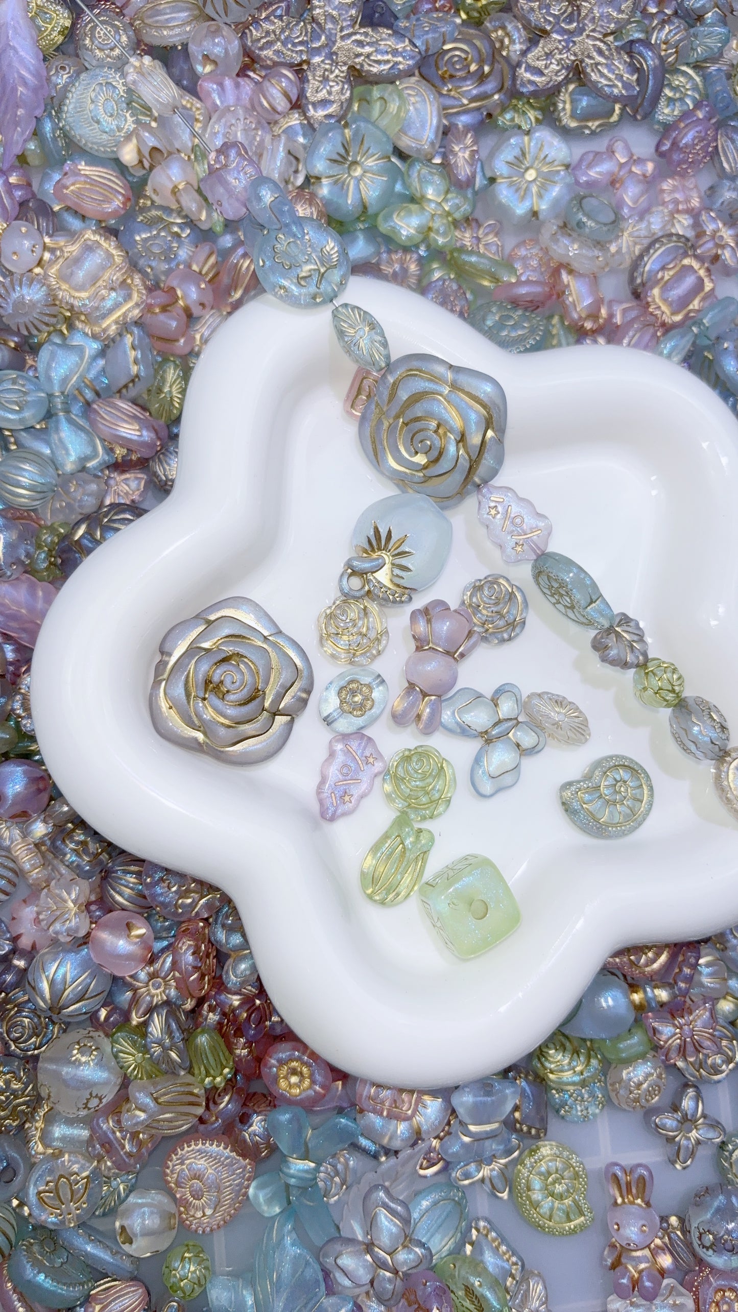 A 混鍋シリーズ 【夢の花園】---パーライトシリーズ 高品質アクリルビーズ