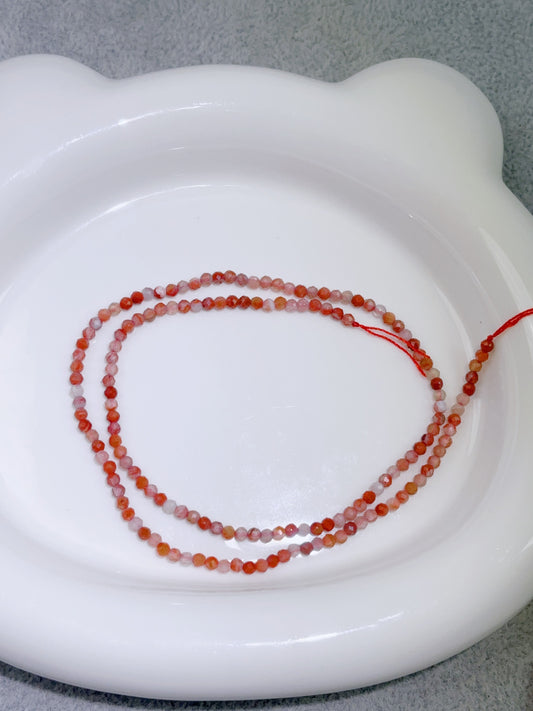 天然石連材-多面-2.5 mmナンホン瑪瑙/南紅瑪瑙