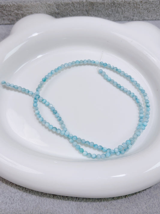 天然石の連材--円珠--2.8 mm青い貝殻