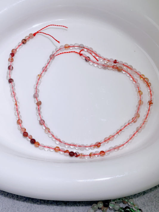 天然石連材-ビーズ-3 mmファイアークォーツ