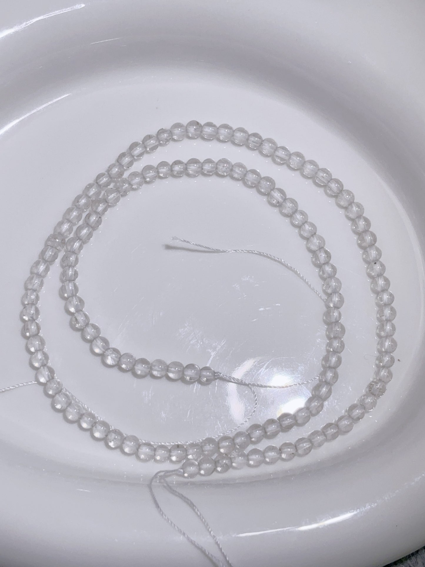 天然石連材-ビーズ-3 mmはくすいしょう/クリアクォーツ