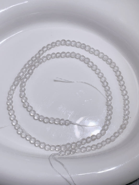 天然石連材-ビーズ-3 mmはくすいしょう/クリアクォーツ