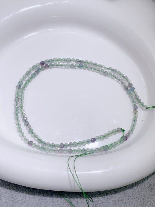 天然石連材-多面-3 mmグリーンフローライト