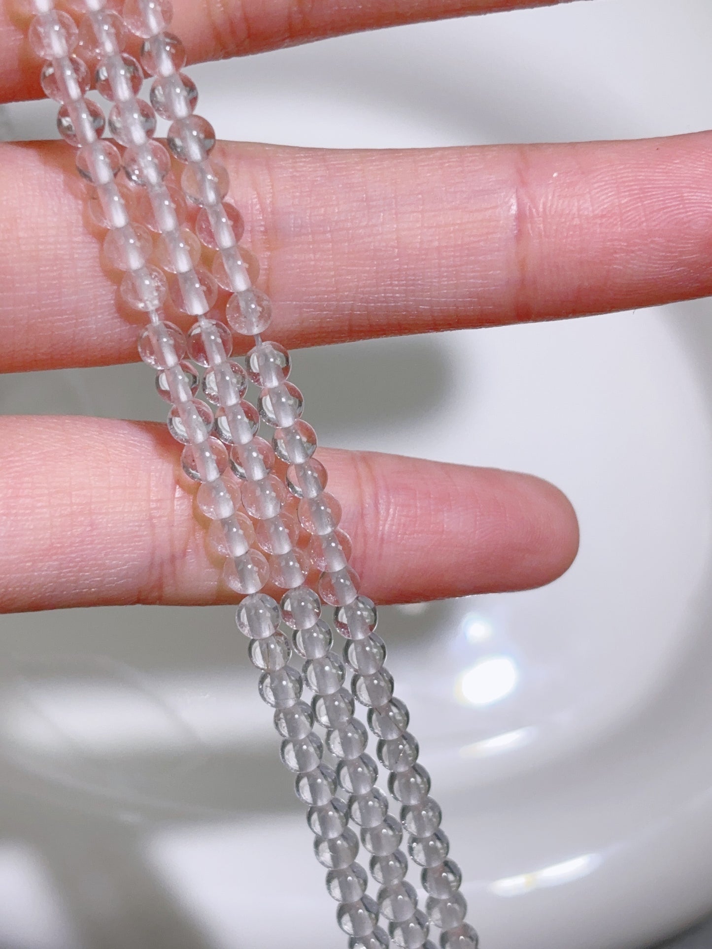 天然石連材-ビーズ-3 mmはくすいしょう/クリアクォーツ