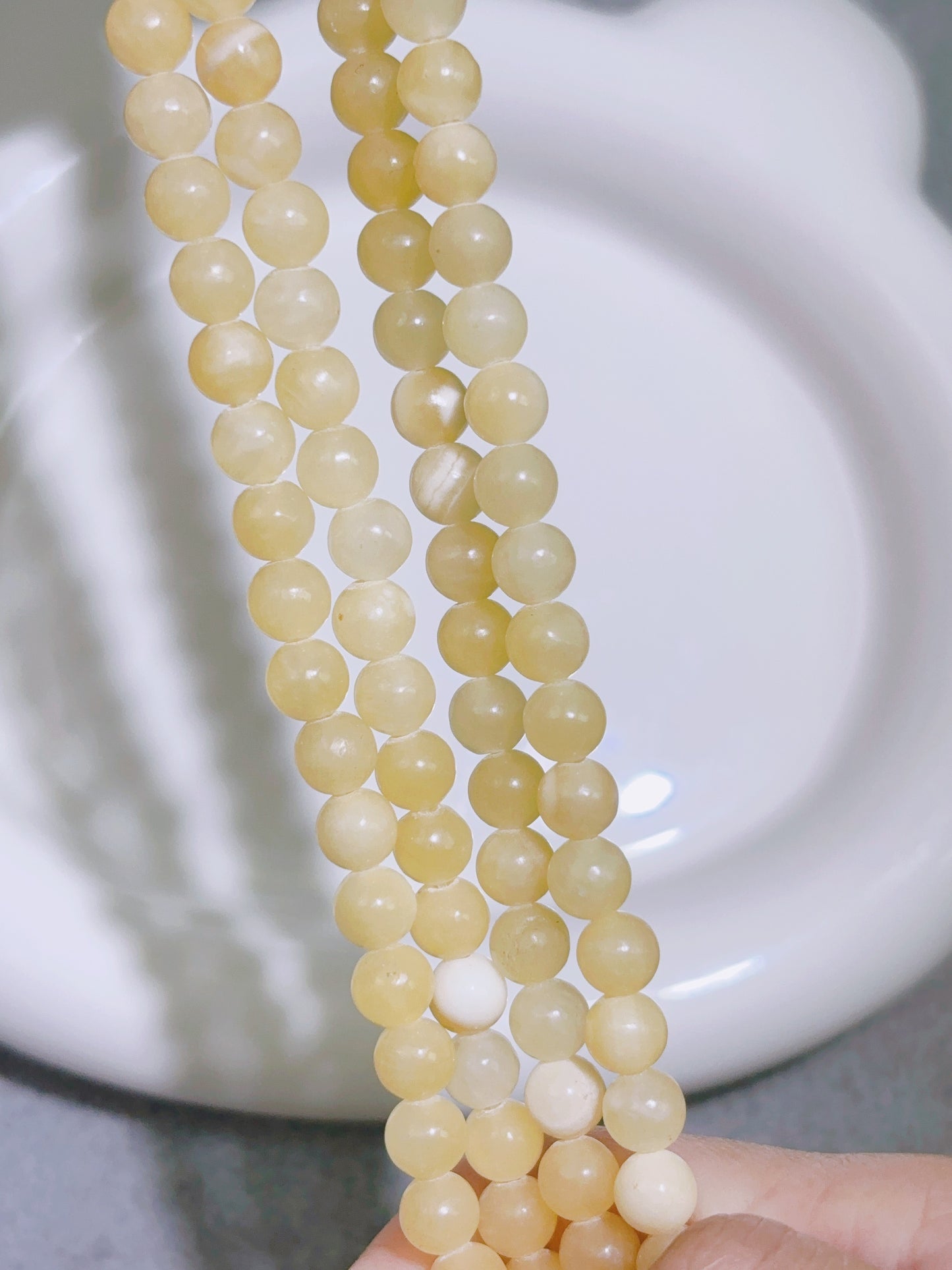 天然石連材-ビーズ-6mm黄玉