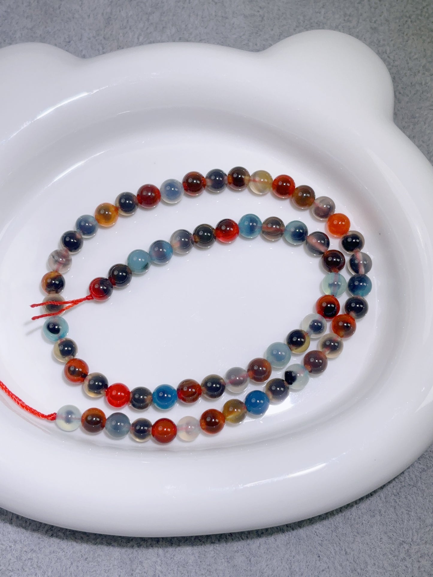 天然石連材-ビーズ-6 mmカラー糖心瑪瑙(トウシンメノウ)