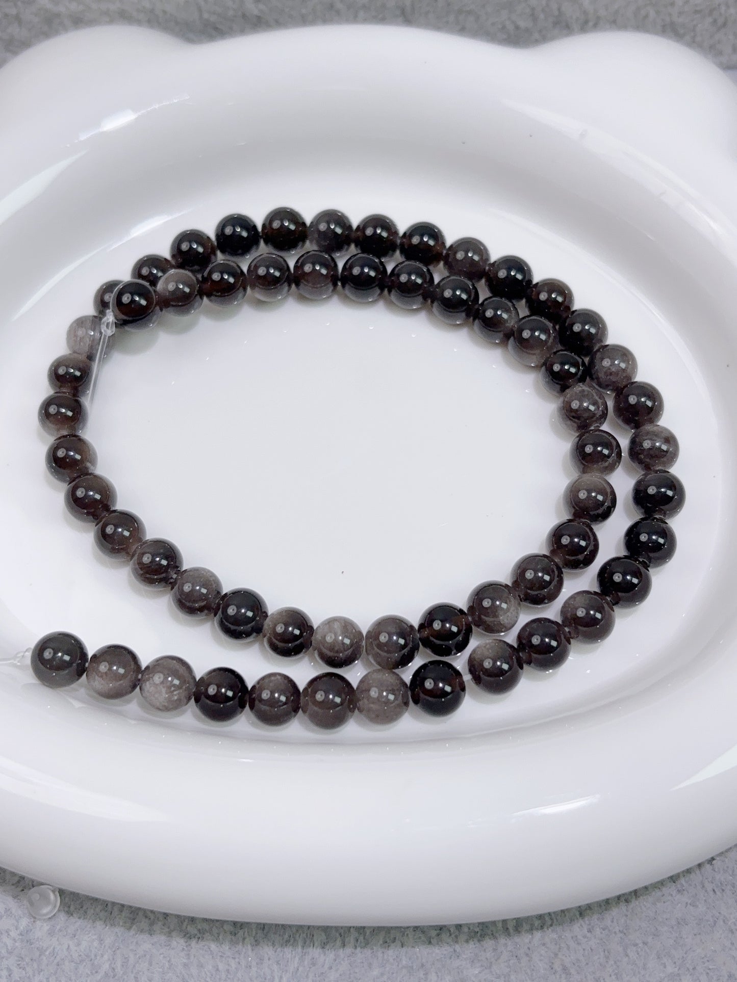 天然石連材-円珠-8 mm銀曜石