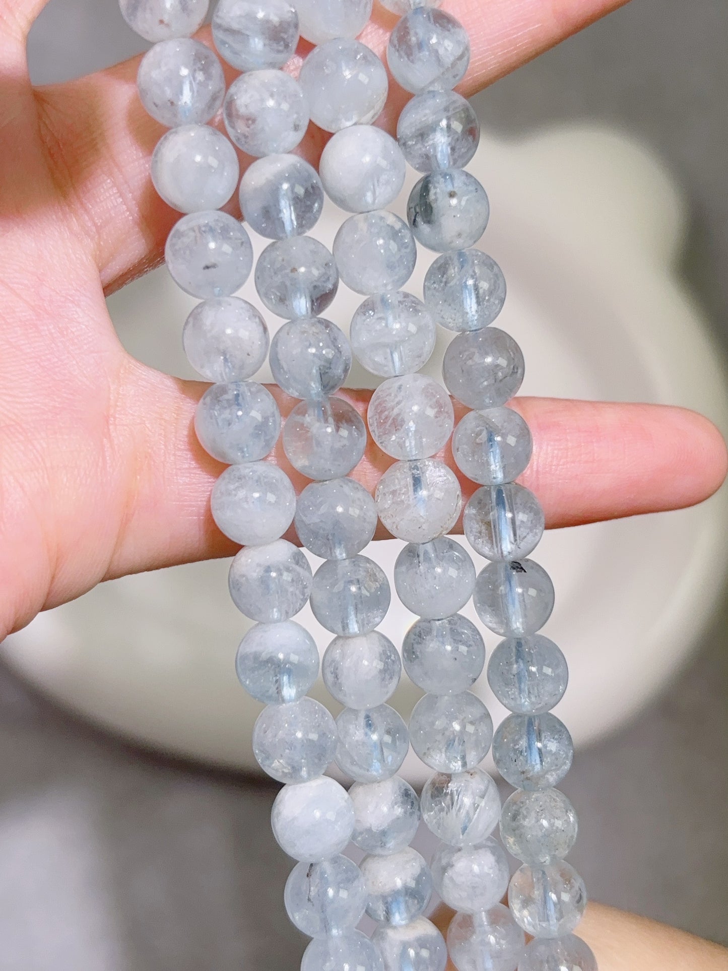 天然石連材-ビーズ-7 mmアクアマリン