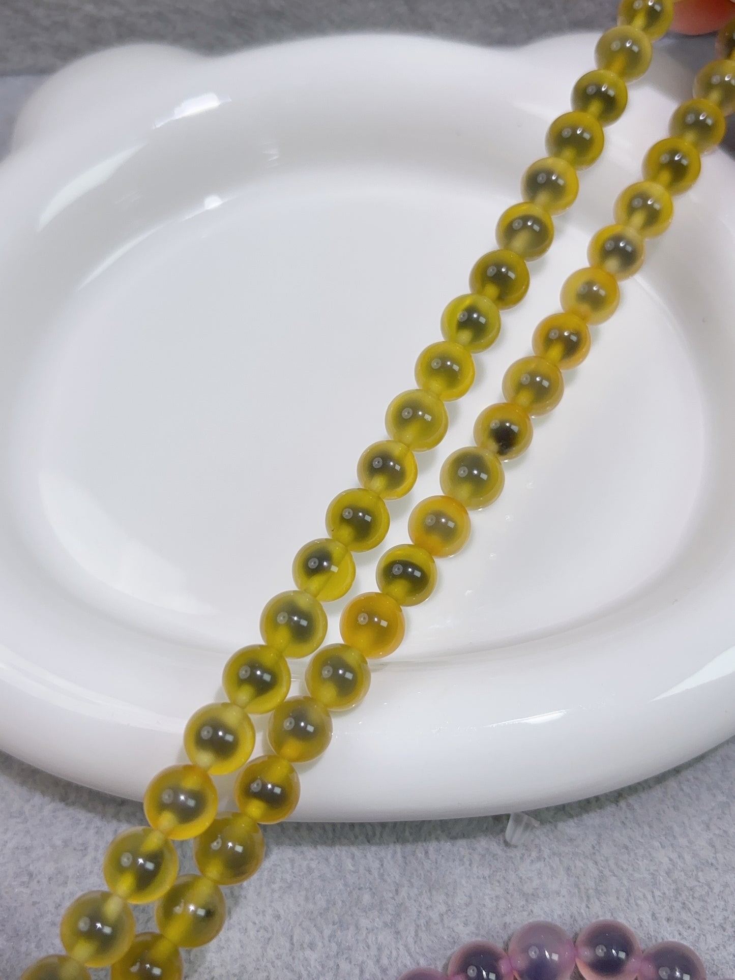 天然石連材-ビーズ-8 mm黄糖心玛瑙/sugar agate