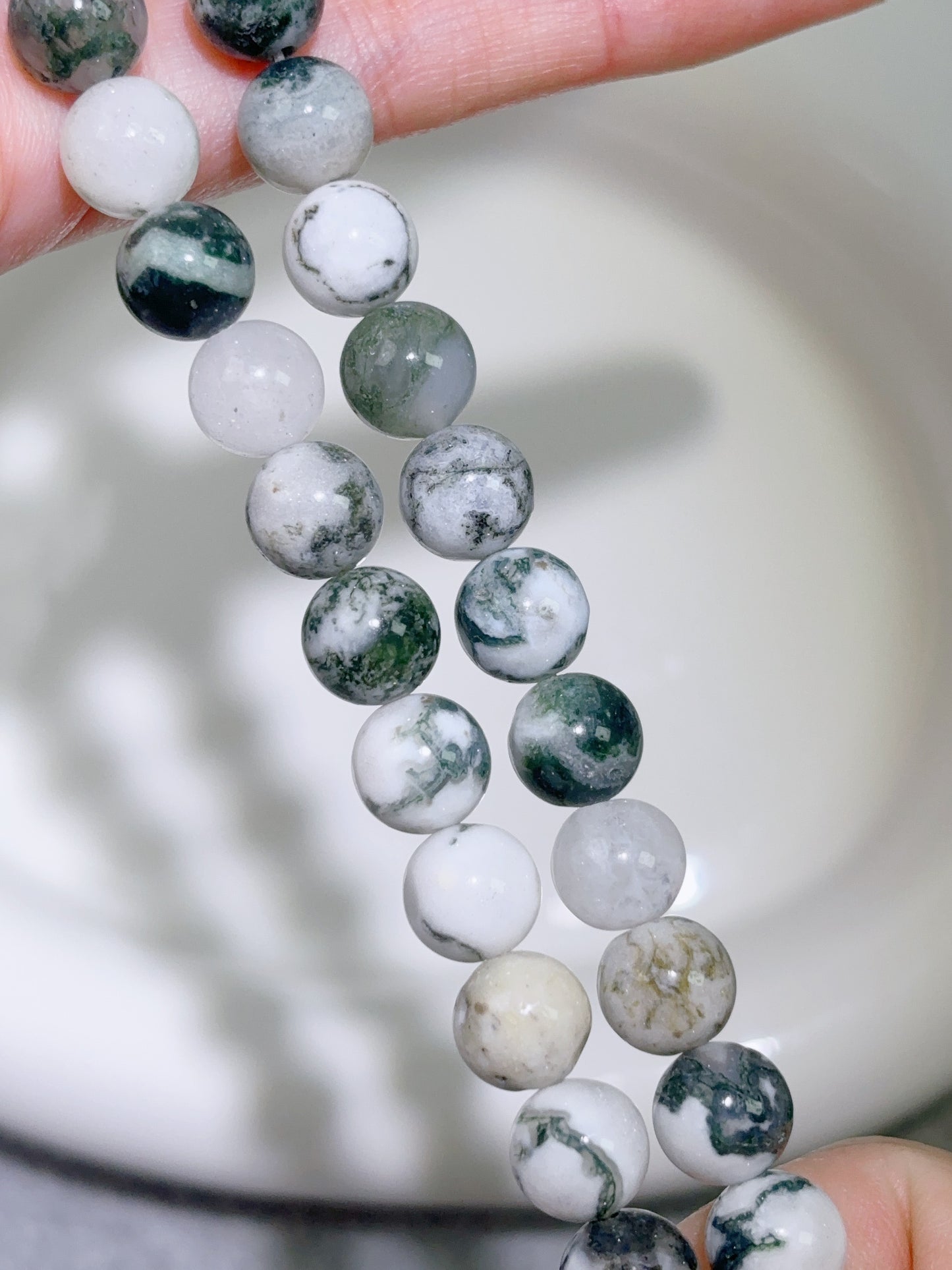 天然石連材-ビーズ-8 mm木紋石