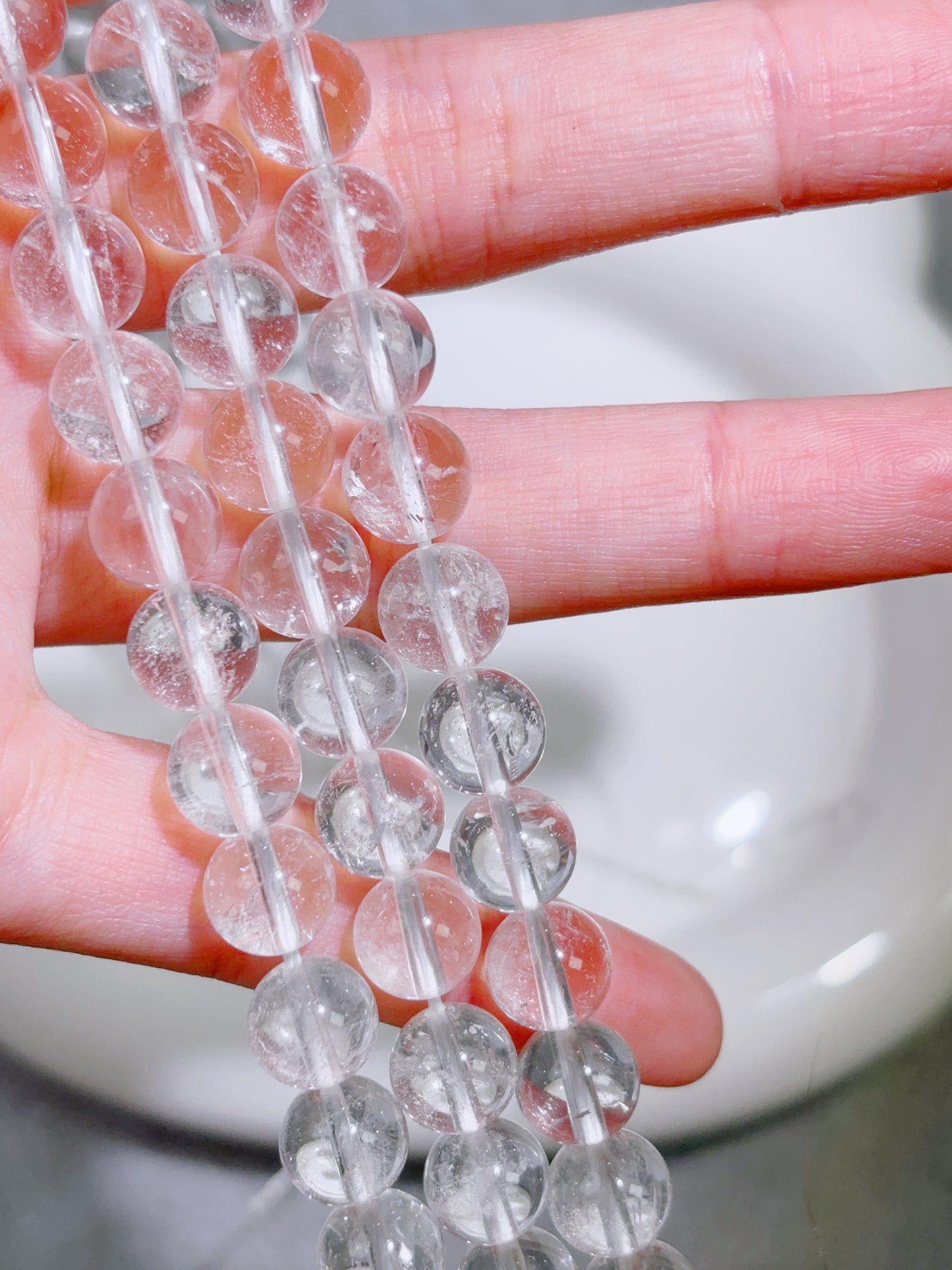 天然石連材-ビーズ-8.4 mmクリアクォーツ