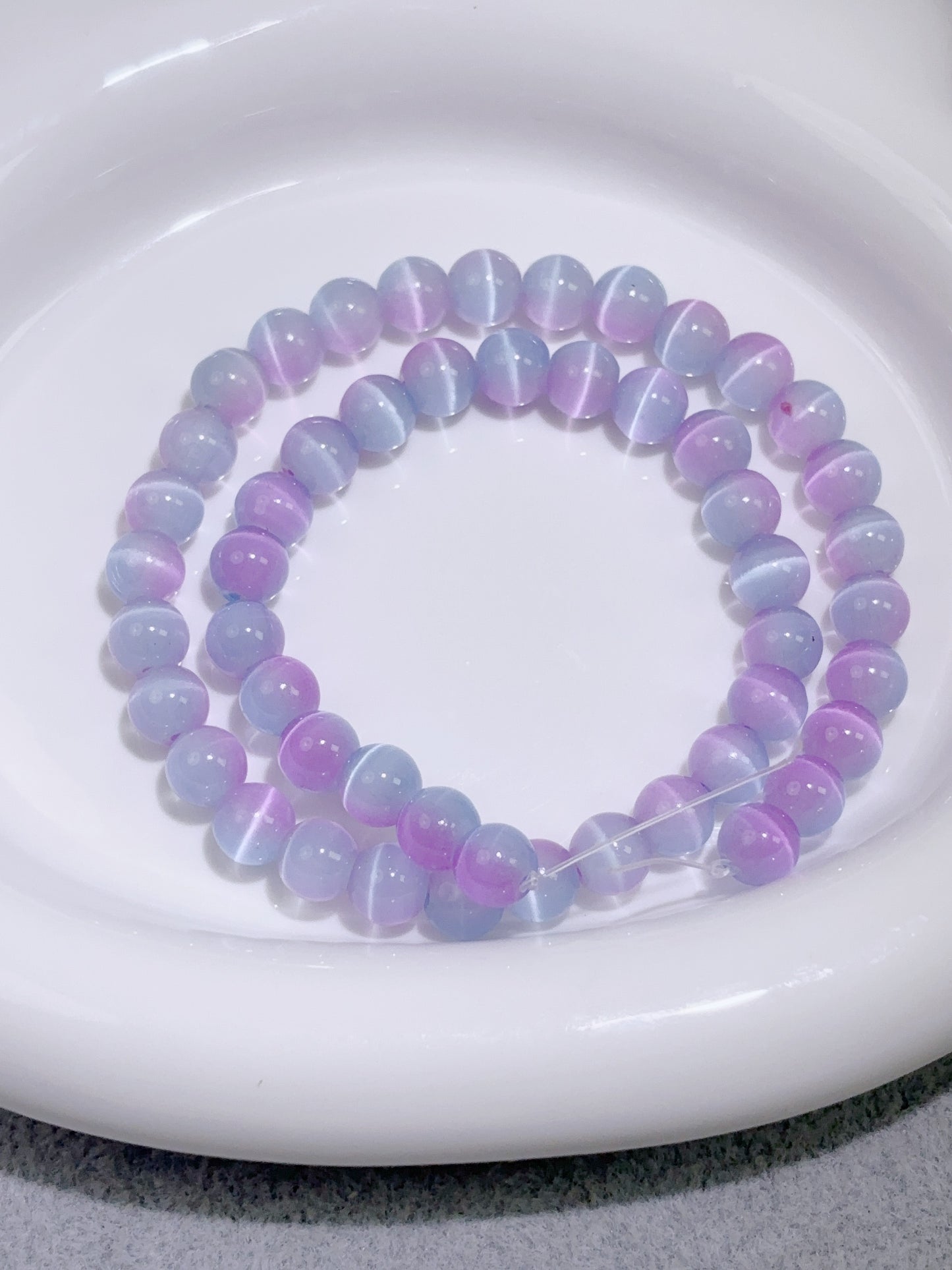 天然石連材-玉-8 mm青紫キャッツアイ