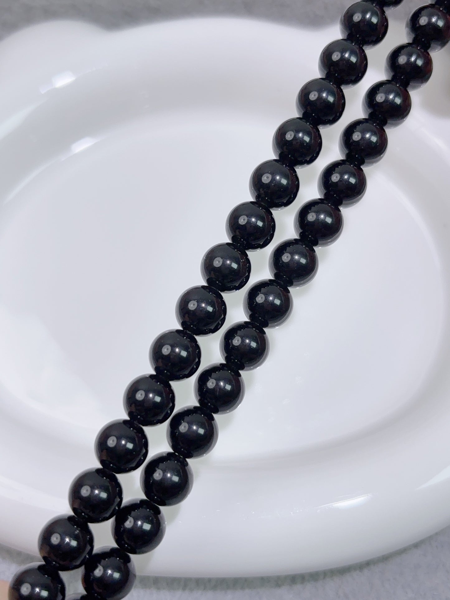 天然石连材--圆珠--8mm黑曜石