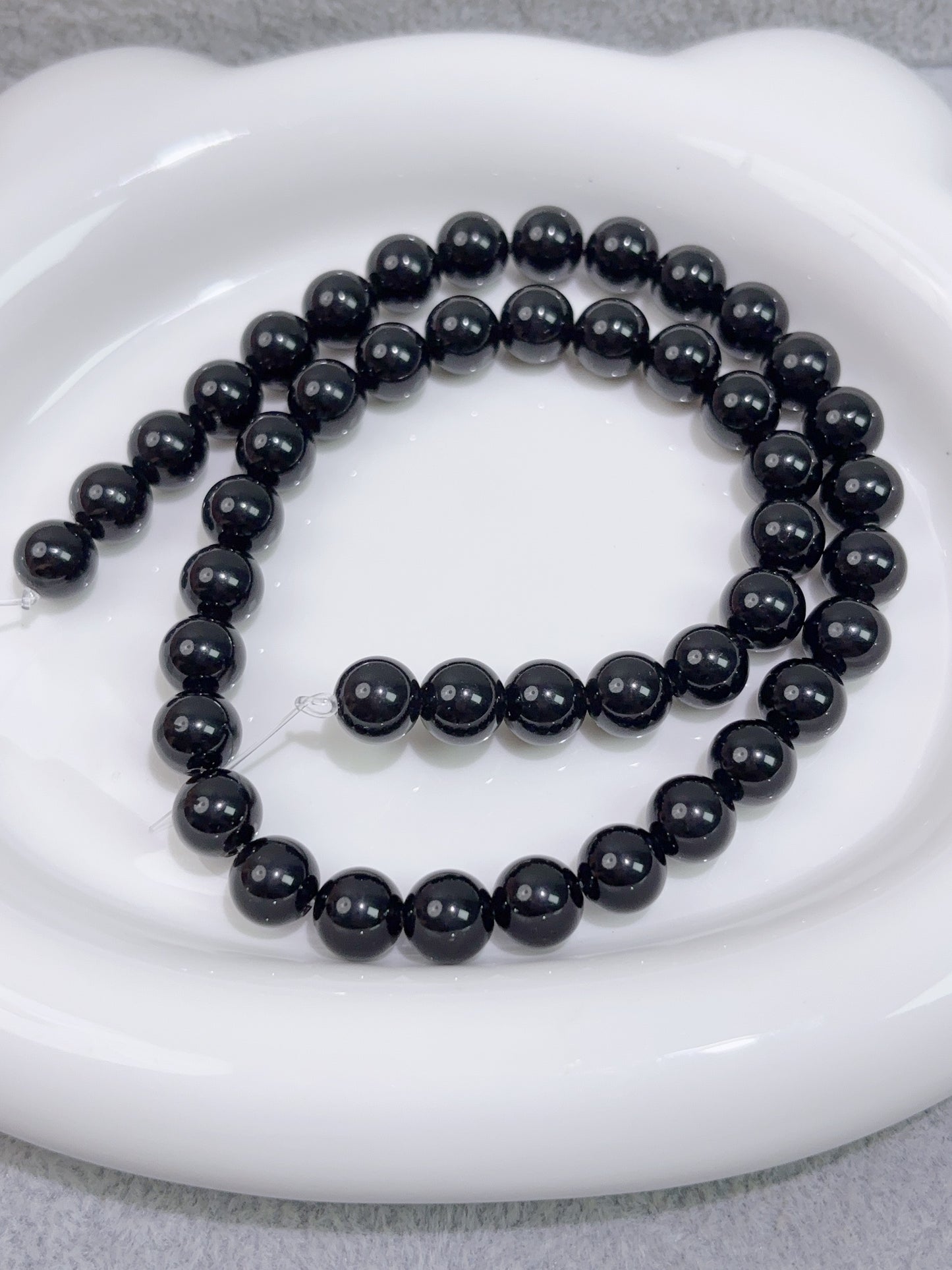 天然石连材--圆珠--8mm黑曜石