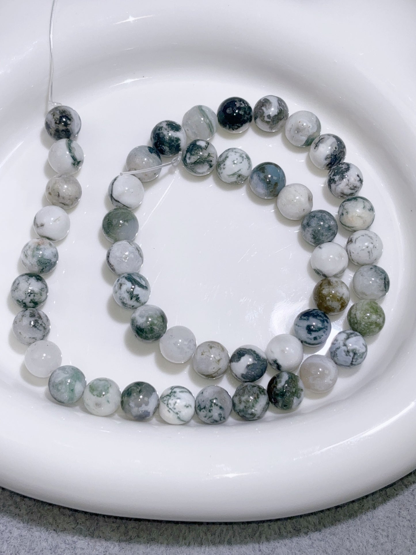 天然石連材-ビーズ-8 mm木紋石