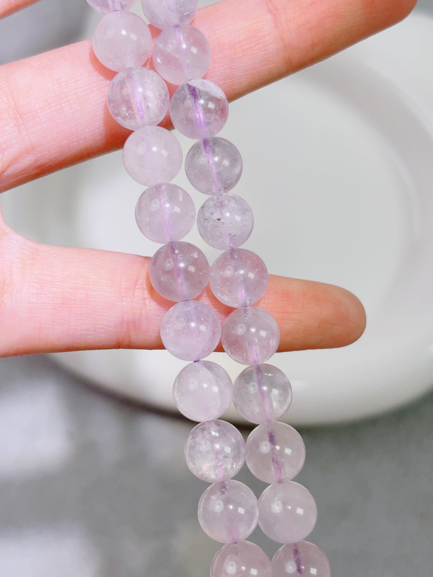 天然石連材-ビーズ-8 mmラベンダーアメジスト