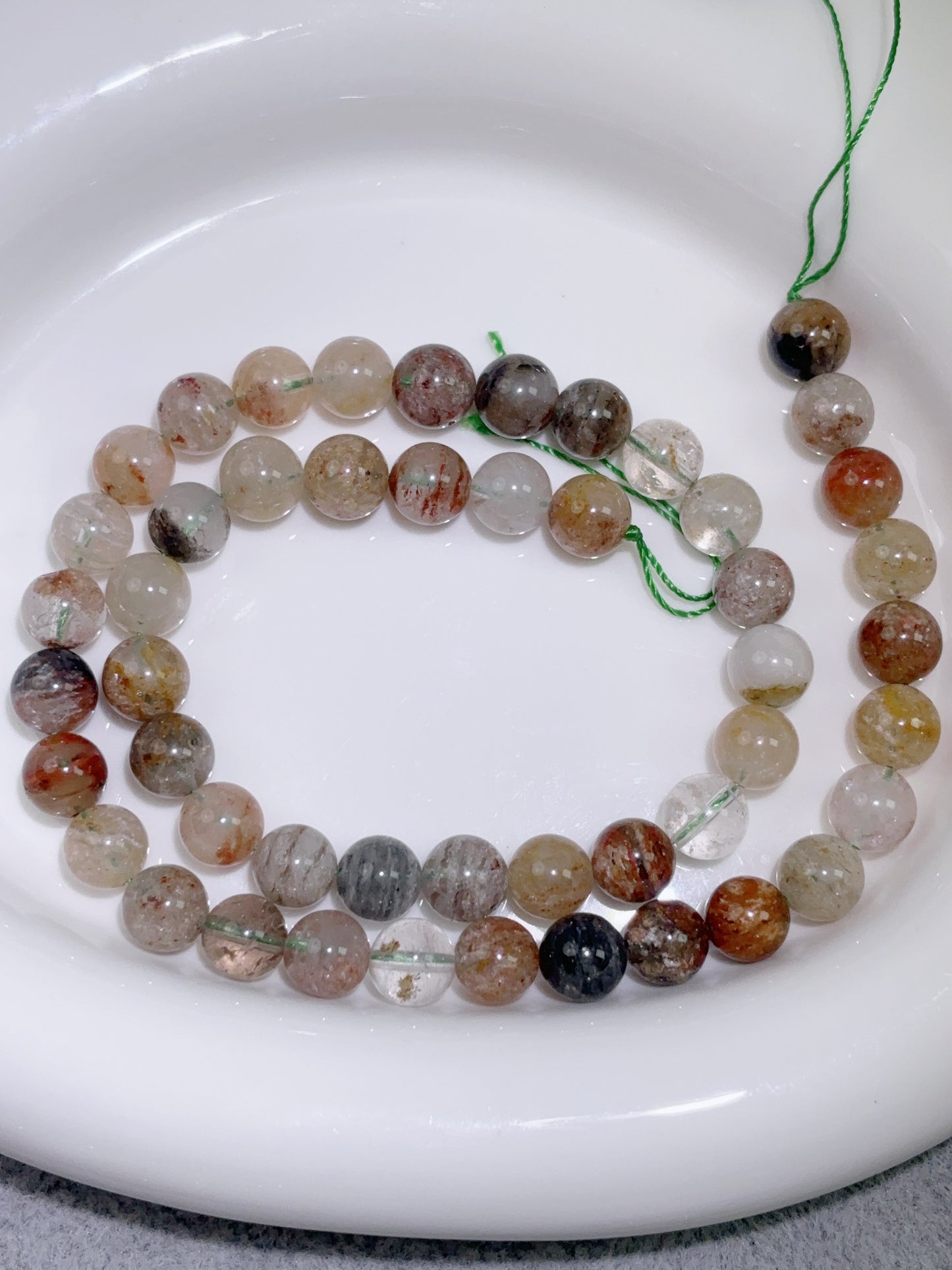 天然石連材-玉-8 mm千層幽霊