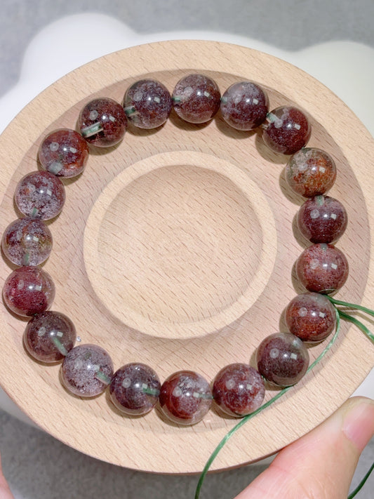 天然石手串シリーズ-玉-10.7 mm赤幽霊/ファントムクォーツ