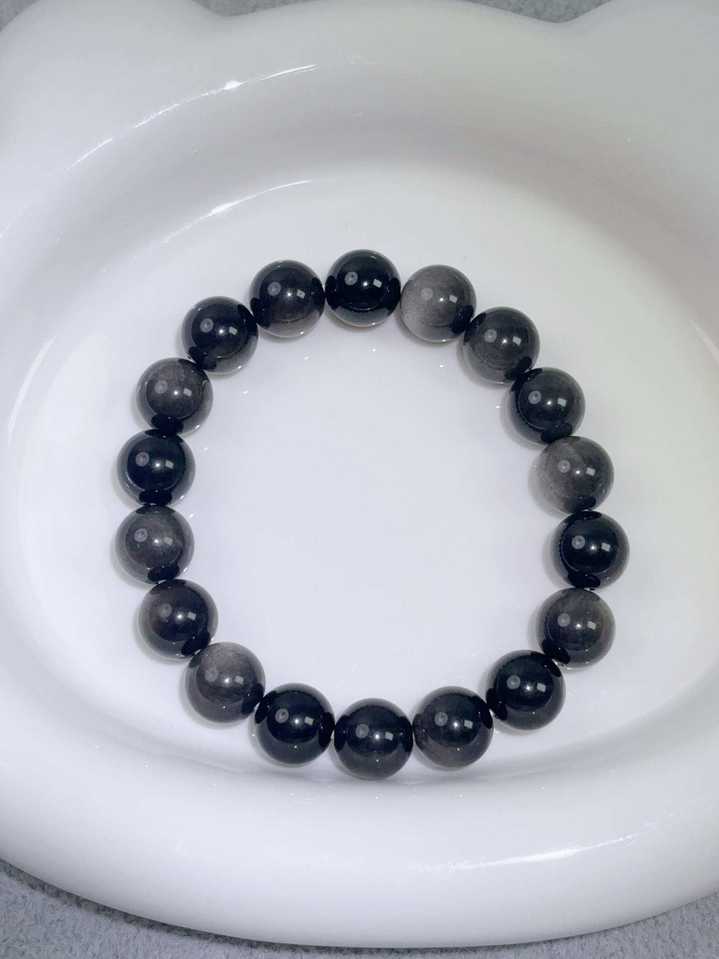 天然石手串シリーズ-円珠-10 mm銀曜石