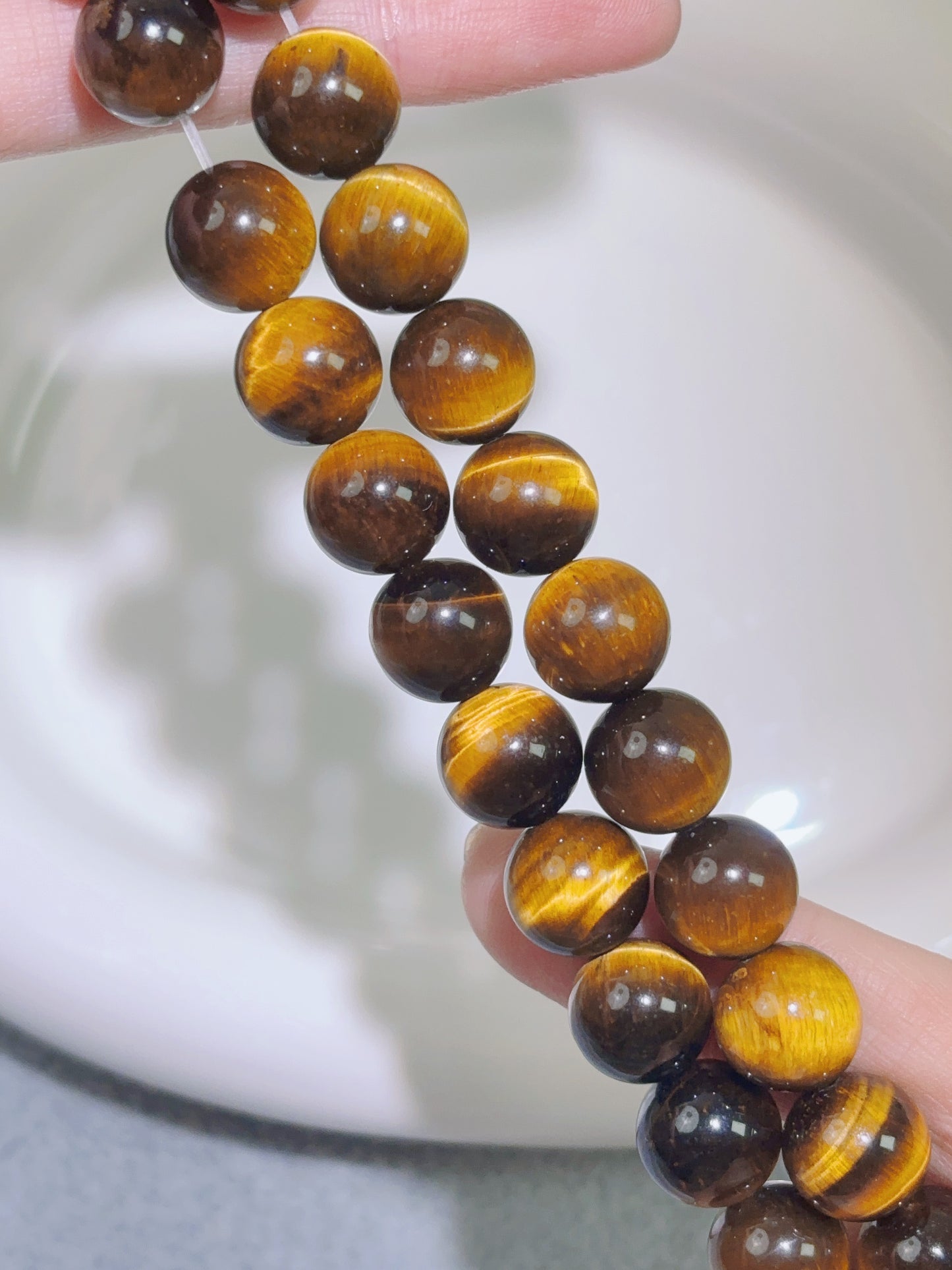 天然石連材--ビーズ--10 mmタイガーアイイエロー/紅茶色/サファイア色/パープル/紅茶色/パープル星空色/ブルーゴールド/インクブルー