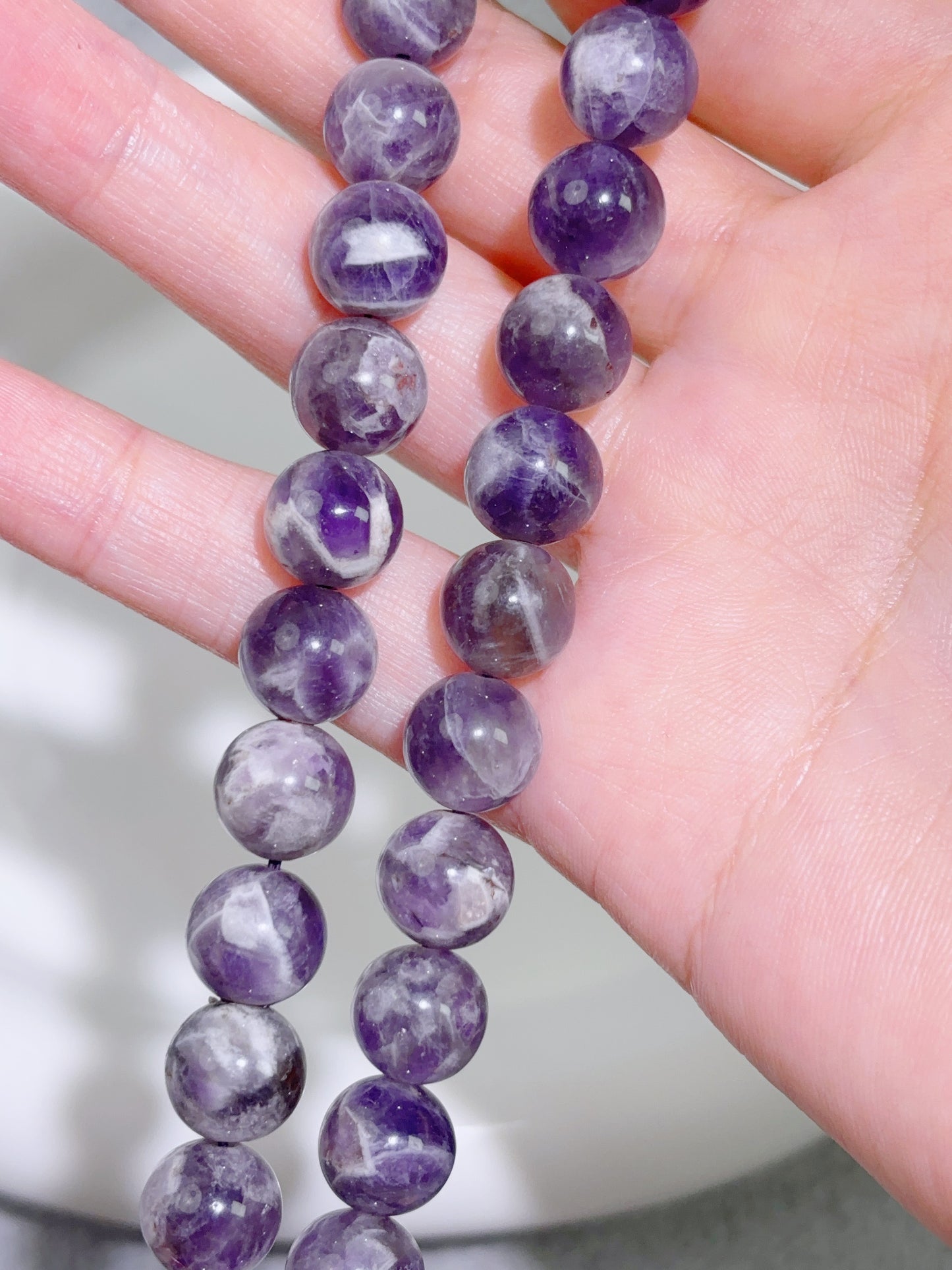 天然石連材-ビーズ-9.5 mmファンタジー 紫水晶