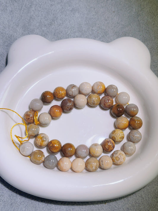 天然石連材-円珠-10 mm菊花石