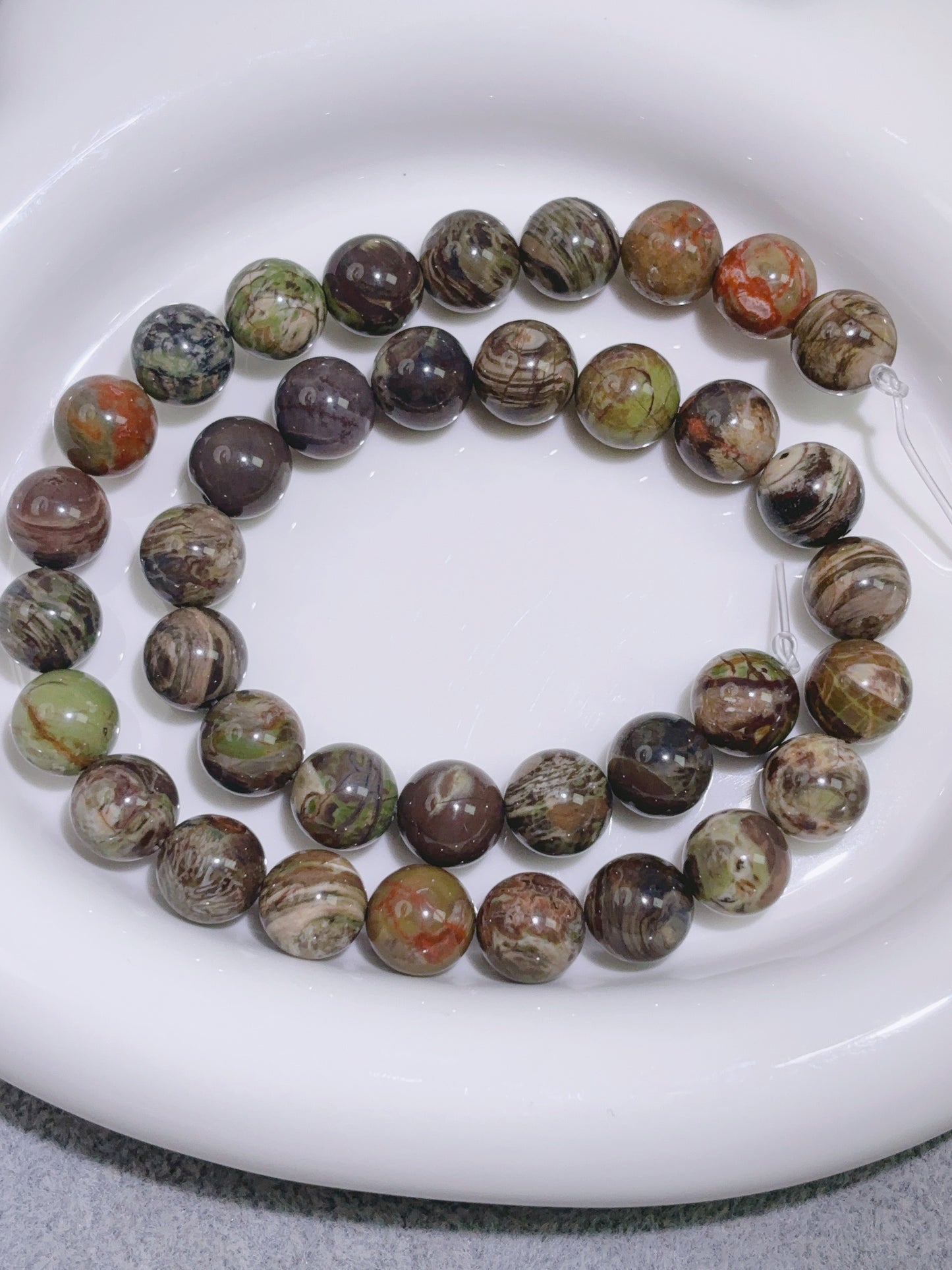 天然石連材-ビーズ-10 mm花瑪瑙
