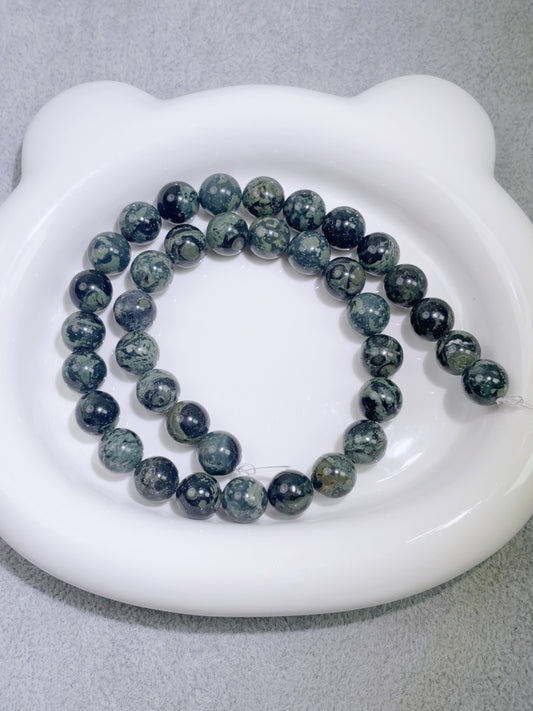 天然石連材-円珠-10 mm雀仔石/カンババジャスパー