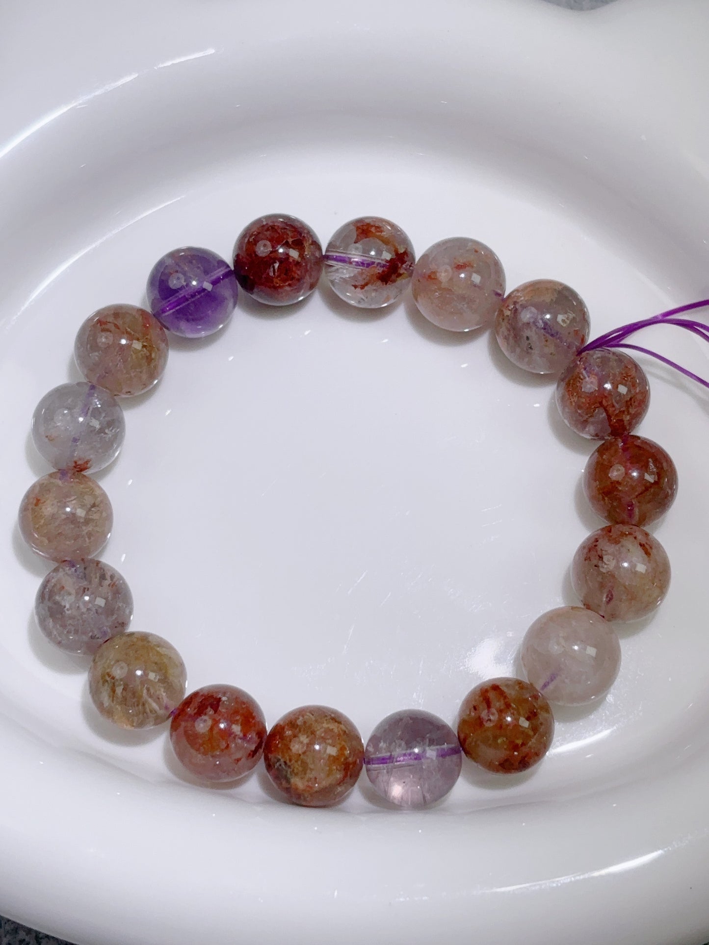 天然石手串シリーズ-円珠-11.5 mm紫幽霊