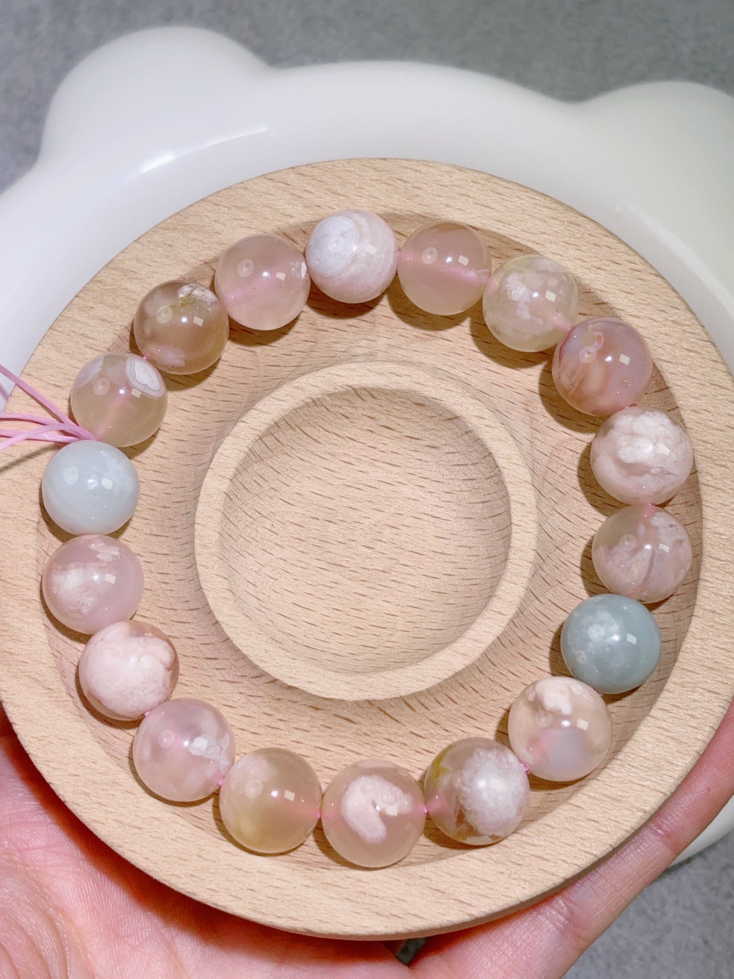 天然石手串シリーズ-ビーズ-11.8 mm桜瑪瑙3号