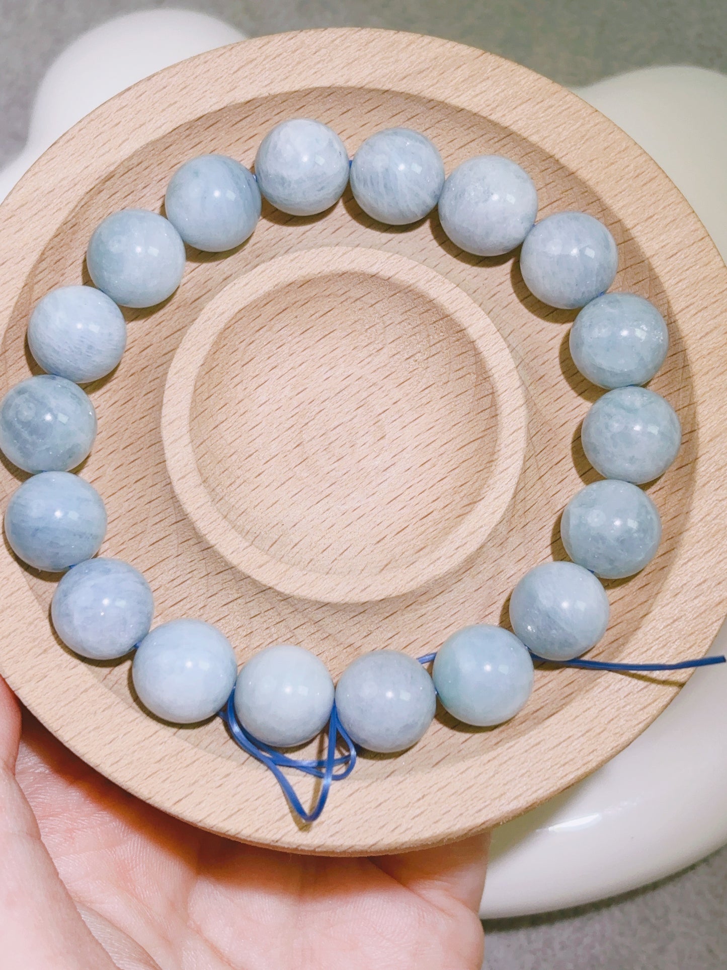 天然石手串シリーズ-円珠-11 mmアクアマリン