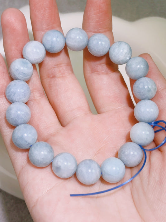 天然石手串シリーズ-円珠-11 mmアクアマリン