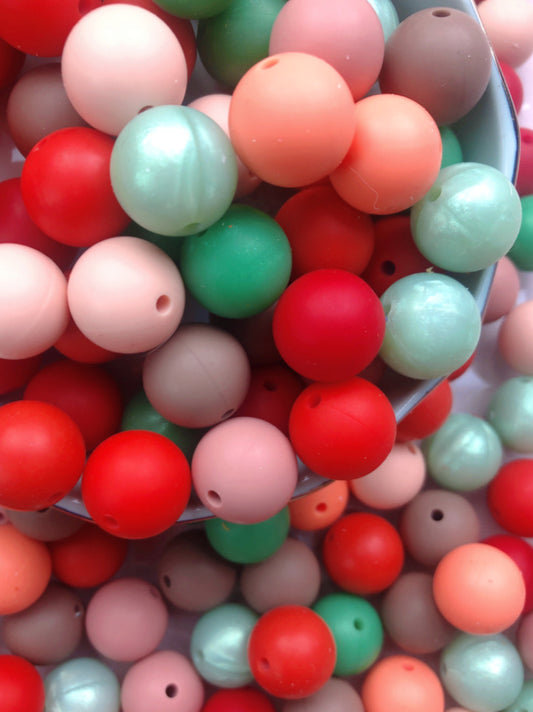 "Christmas" Silicone Beads Mix---16mm