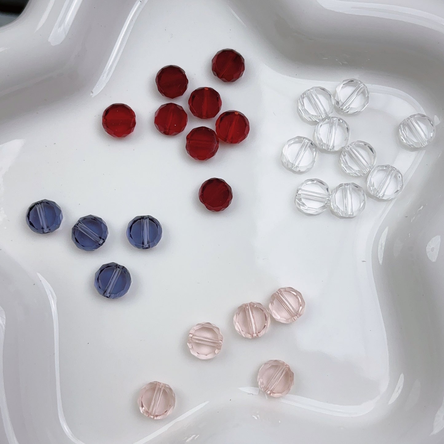 4.5 高氷透過扁平円多面横孔質ビーズ（特注）--50 pcs