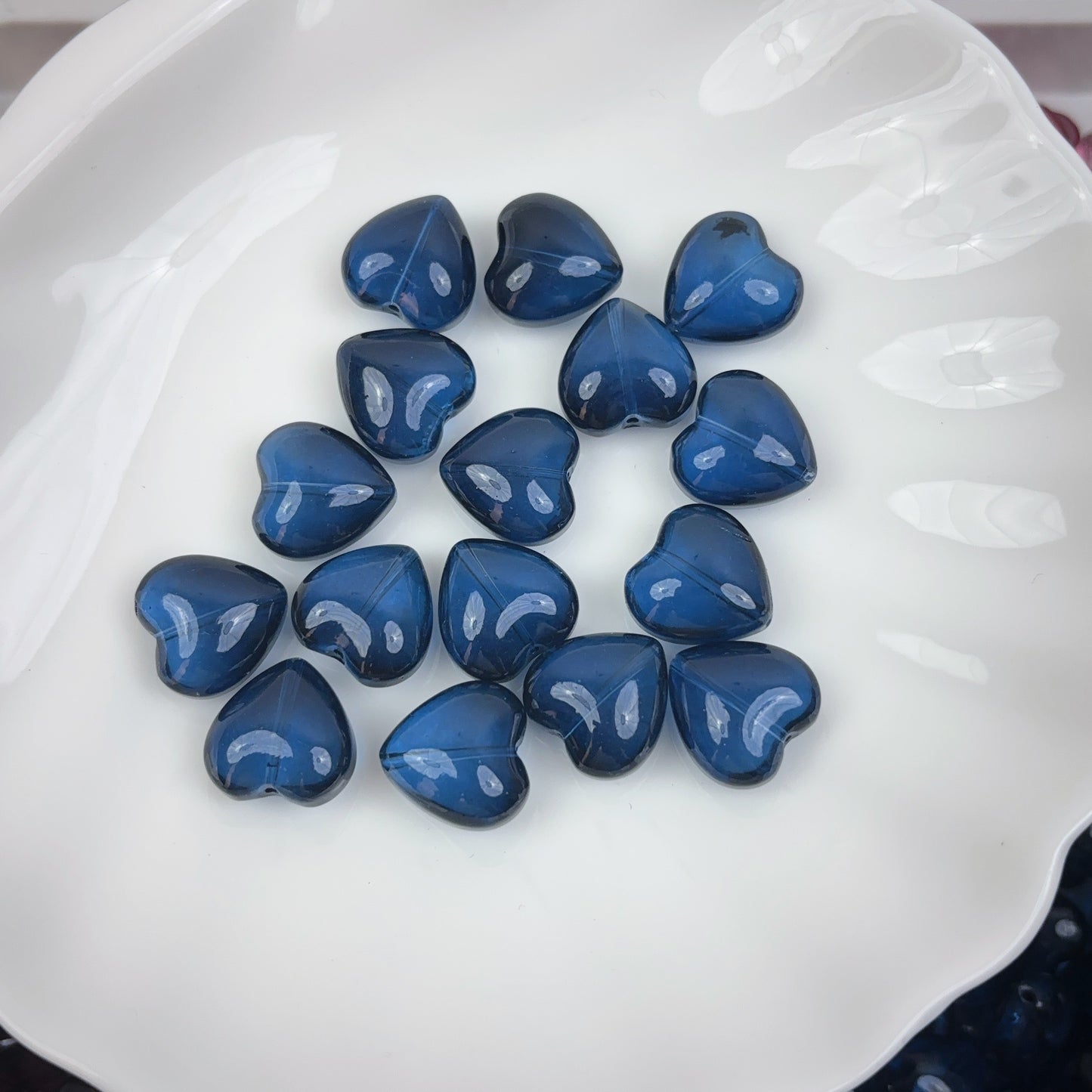 04.6 ハートグラデーション縦穴ビーズ--50pcs