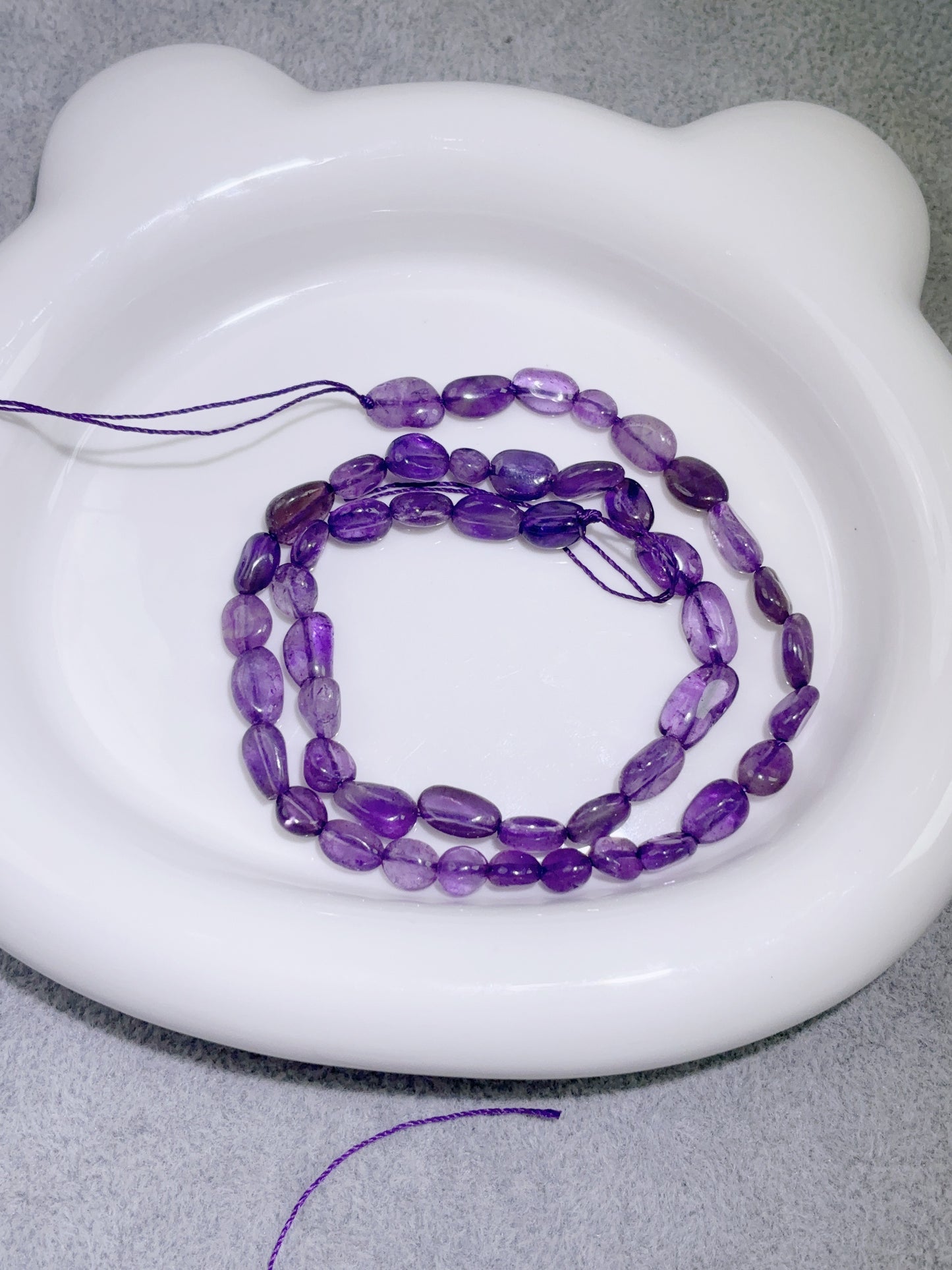 天然石連材-糖豆-7-9 mm濃色紫水晶